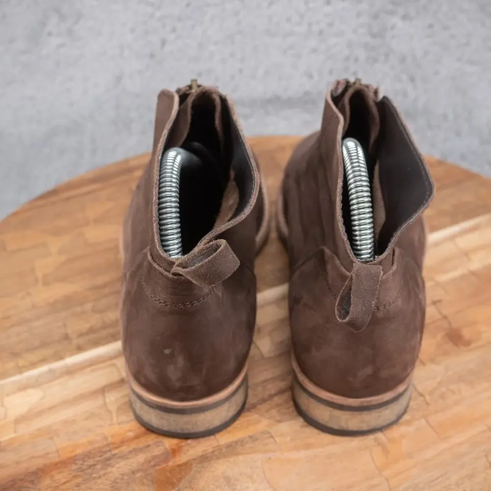 Diba Eli Brown Nubuck Leather Front Zip Up Western Booties Women's 8M - Picture 4 of 7